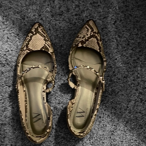 Worthington Shoes - Worthington Cream and Black Flats with Pointed Toe
